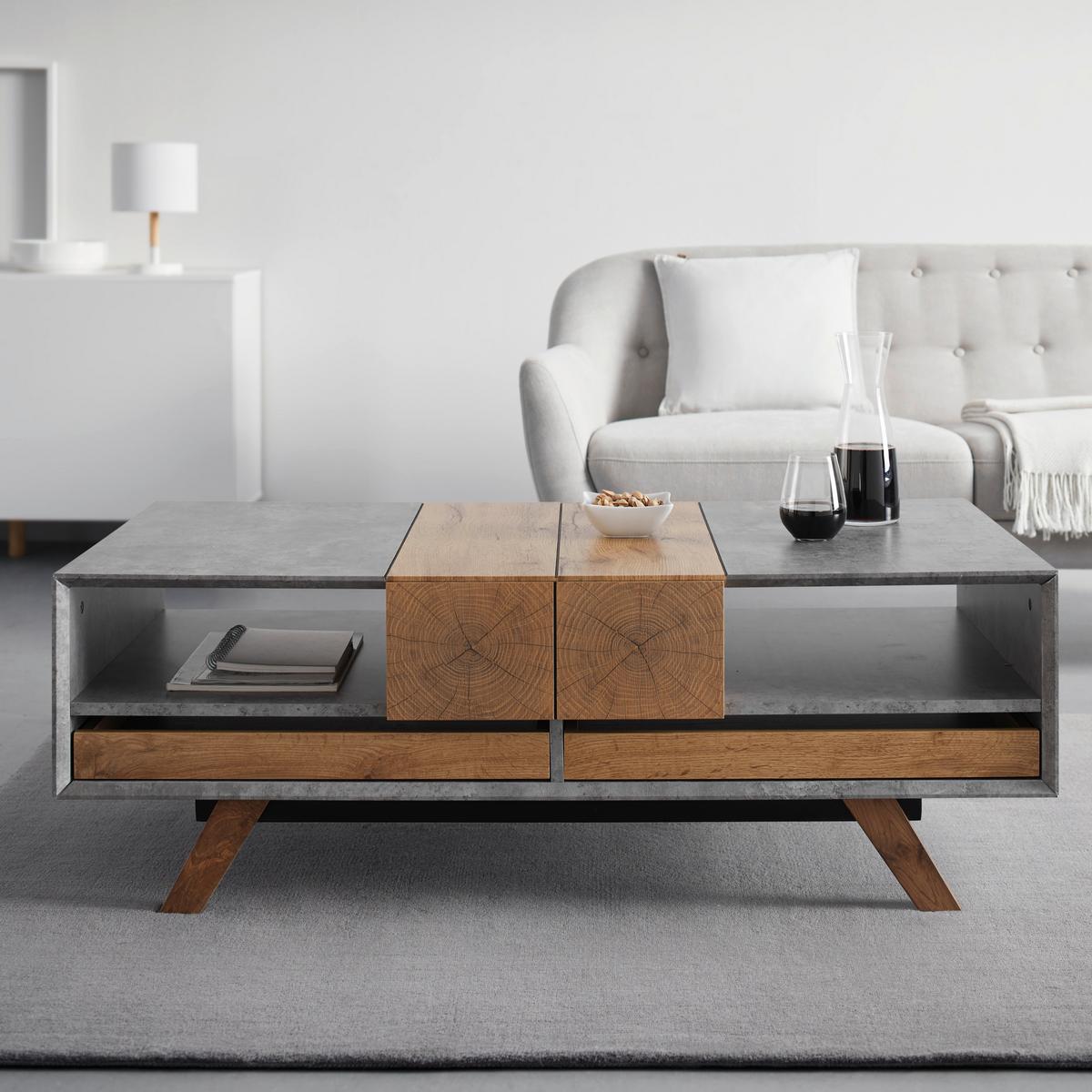 Konferenční stolek CASPER - šedá/barvy dubu, Moderní, dřevo (120/60/42cm) - Modern Living