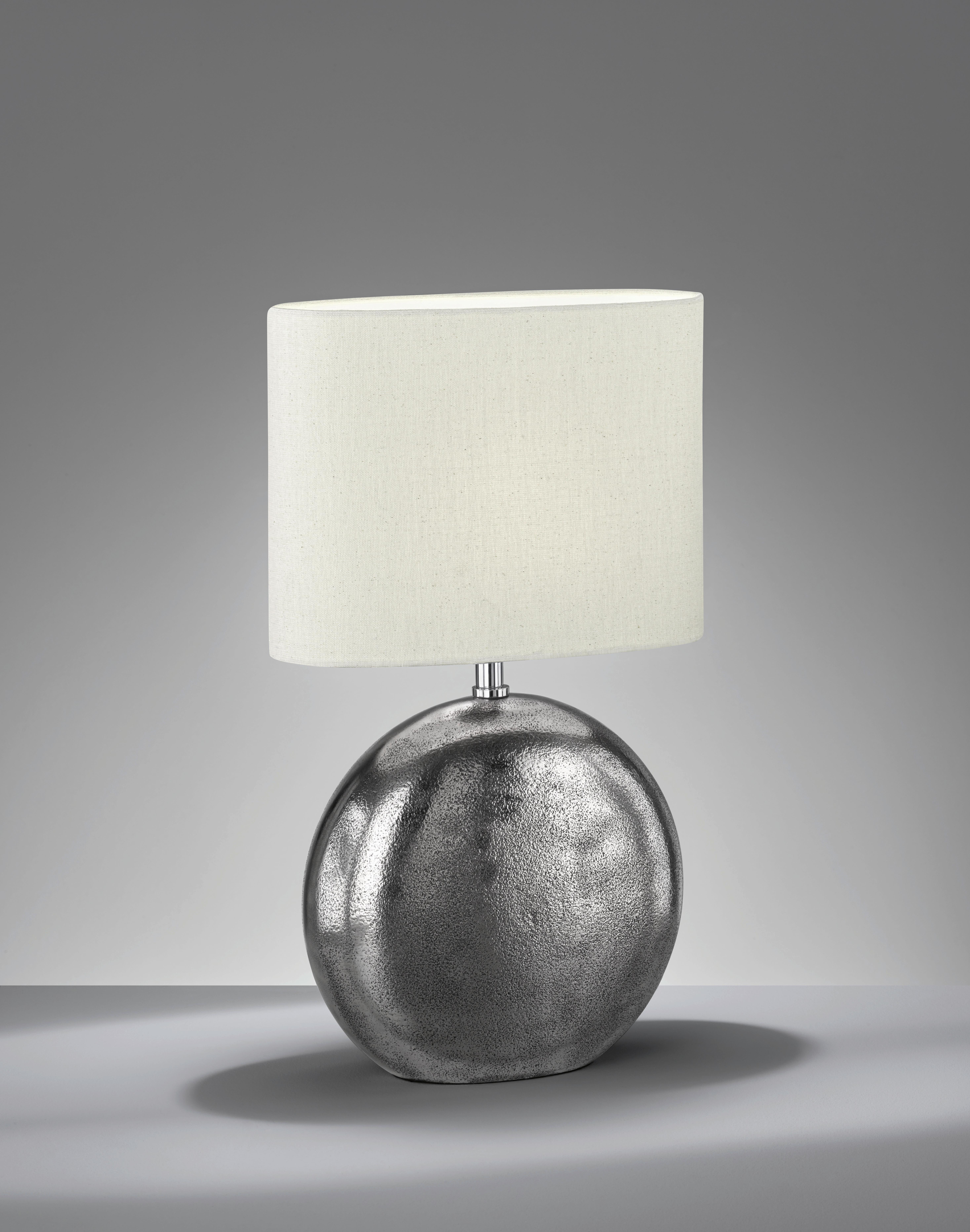 Tischleuchte 50507 Chambery - Sandfarben/Weiß, KONVENTIONELL, Textil/Metall (34/17/53cm) - Fischer & Honsel