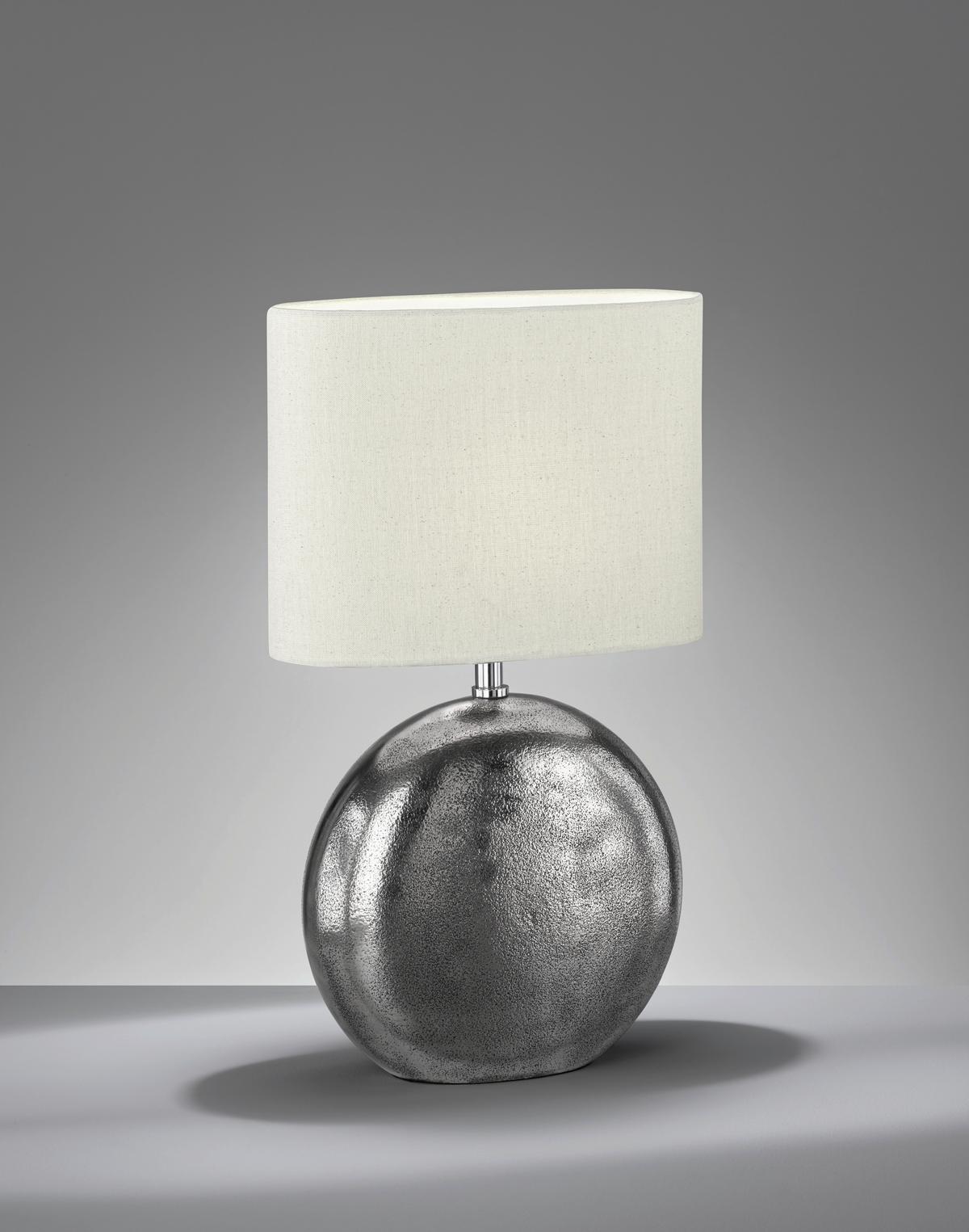 Tischleuchte 50507 Chambery - Sandfarben/Weiß, KONVENTIONELL, Textil/Metall (34/17/53cm) - Fischer & Honsel