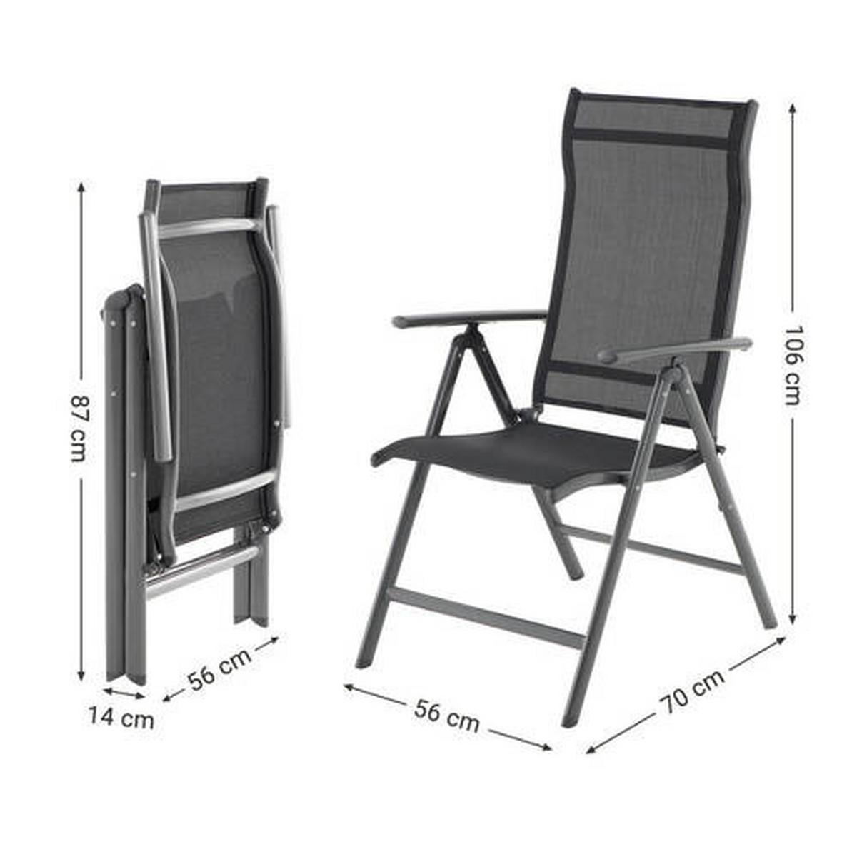 Campingsessel 2-tlg. Set, Klappbar, Schwarz, B: 70cm - Schwarz, Basics, Textil/Metall (70/106/56cm) - Modante