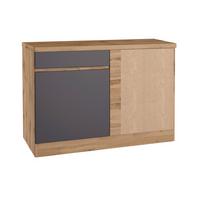 Eckunterschrank Turin B: 120cm Grau/Eiche Dekor 1 Drehtüre - Eiche Wotan/Grau, Design, Holzwerkstoff (120/86/60cm) - Held