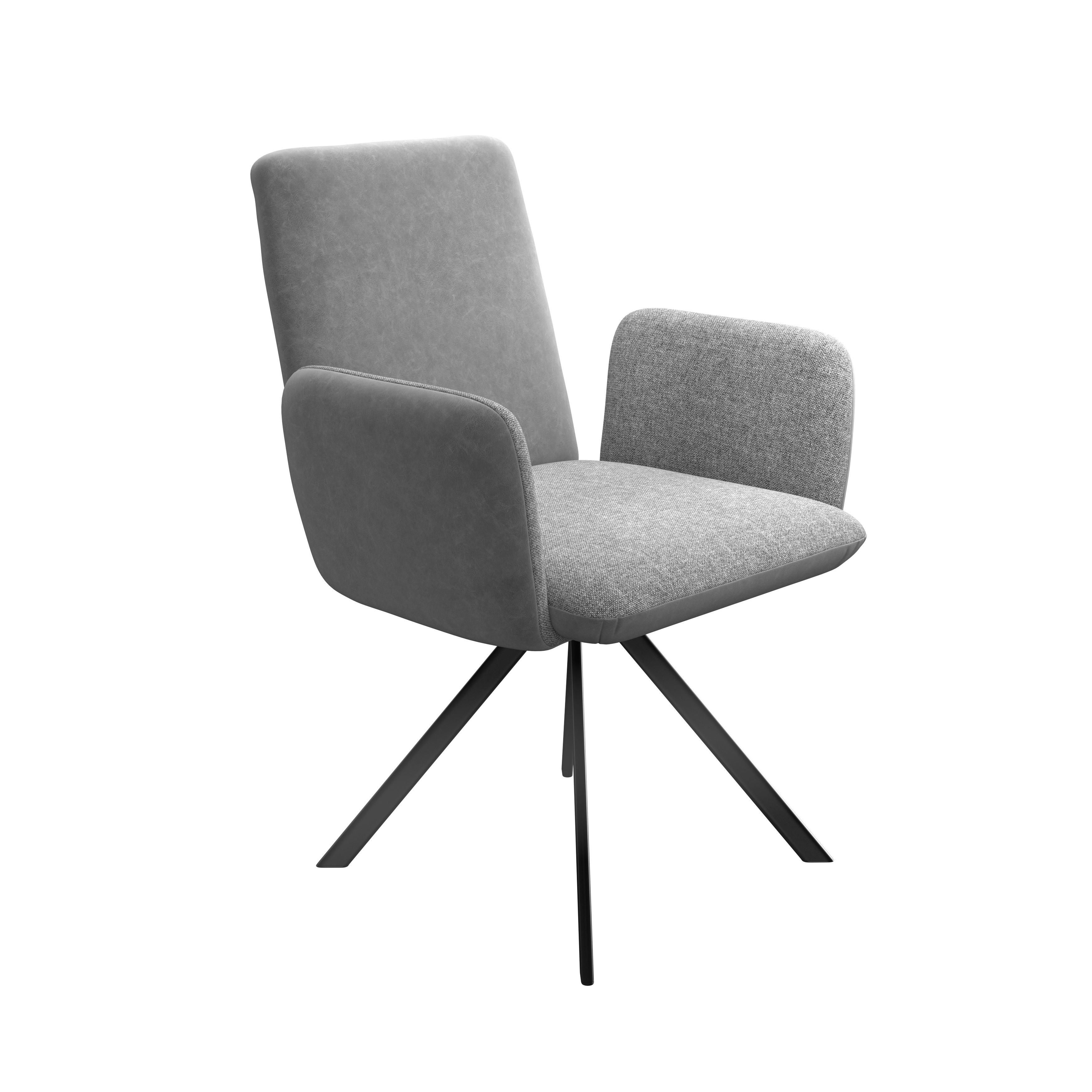 Armlehnstuhl Kian Webstoff Grau, B: 65 cm - Schwarz/Grau, Trend, Textil/Metall (65/88/63cm)