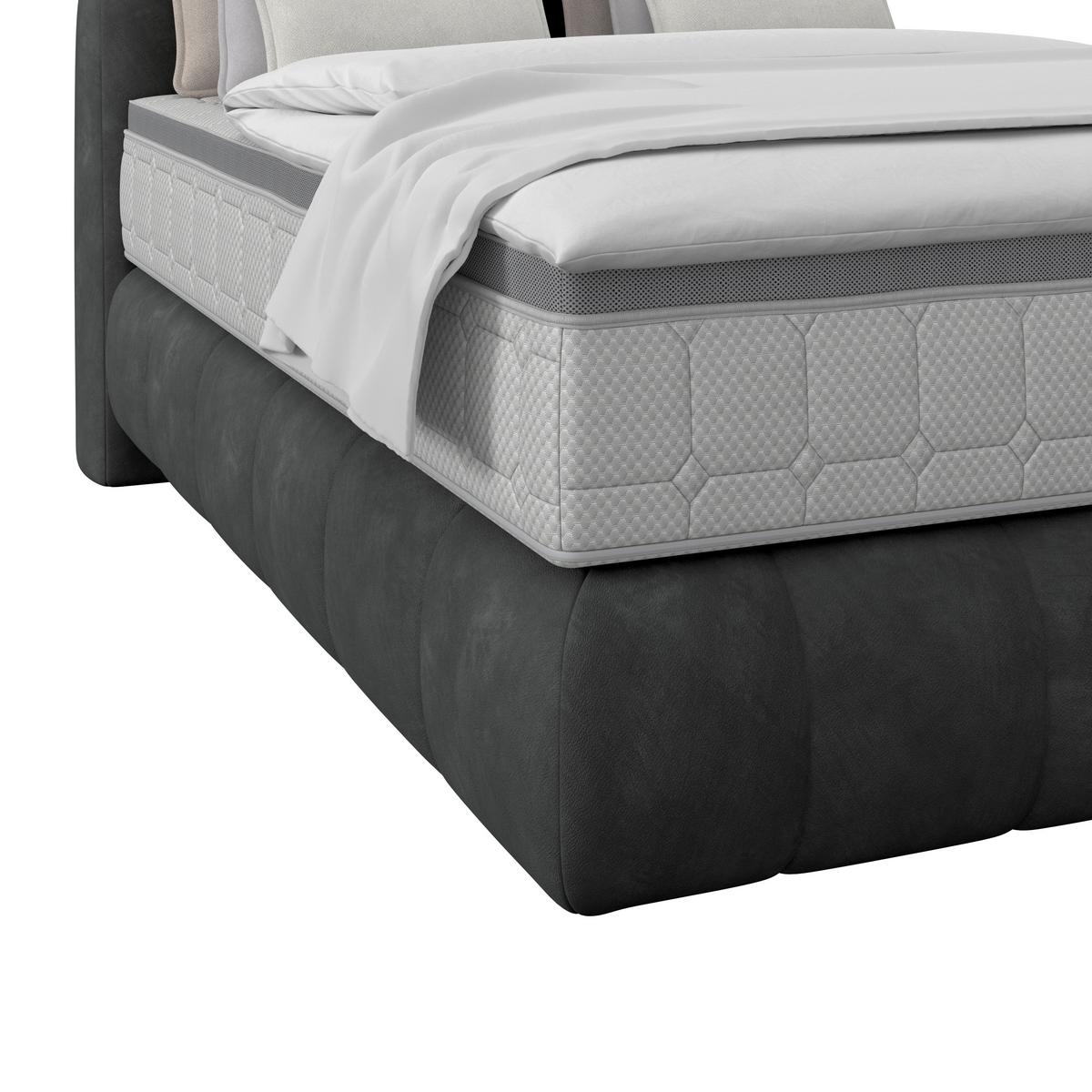 Boxspringbett Nobu Anthrazit, Lf: 140x200 cm - Anthrazit/Schwarz, Trend, Holz/Textil (140/200cm)