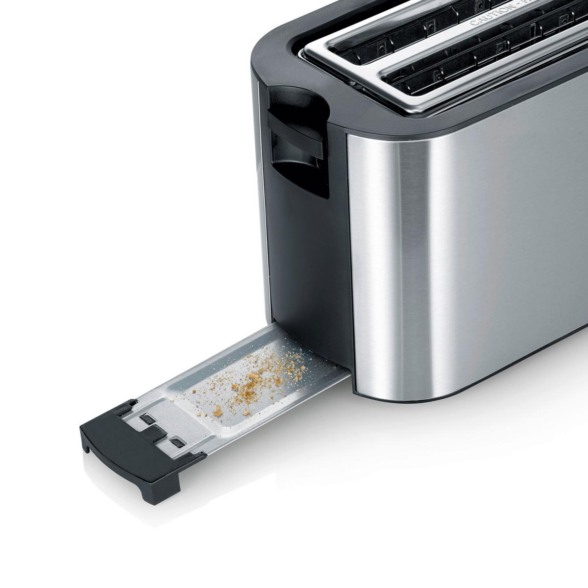 Toaster At 2590 Mit Brötchenaufsatz + Auftaufunkt. - Edelstahlfarben/Schwarz, Kunststoff/Metall (38/16,5/19cm) - Severin
