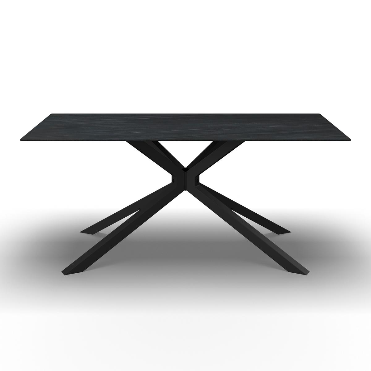 Jídelní stůl Livan tmavě šedá keramika - černá/tmavě šedá, Moderní, kov/kámen (180/90/76cm) - Bessagi Home