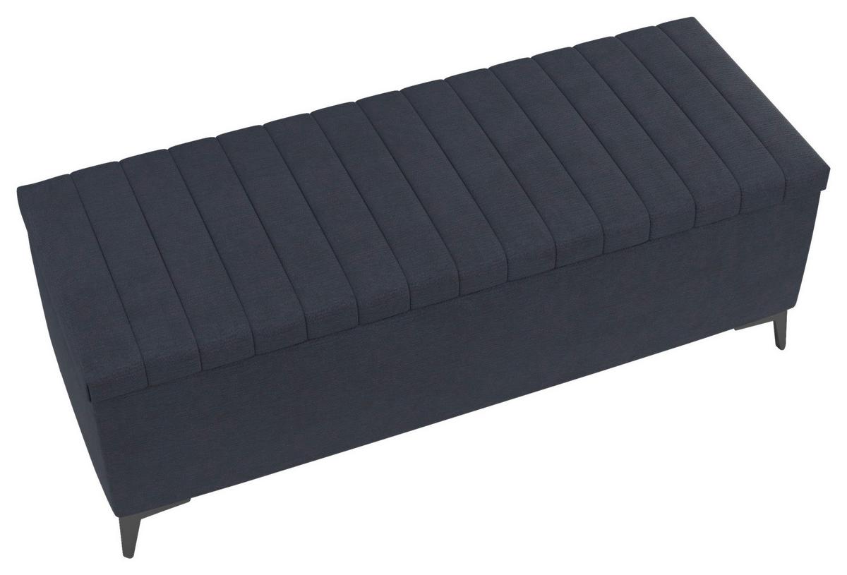 Lavica k posteli SANTI tmavovodrá - čierna/tmavomodrá, Modern, kov/kompozitné drevo (144/56/54cm)