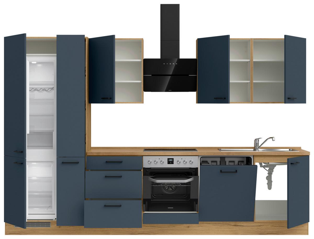 Küchenleerblock Easytouch High-Line, H11 Links - Blau/Eichefarben, MODERN, Holzwerkstoff (330cm) - Nobilia