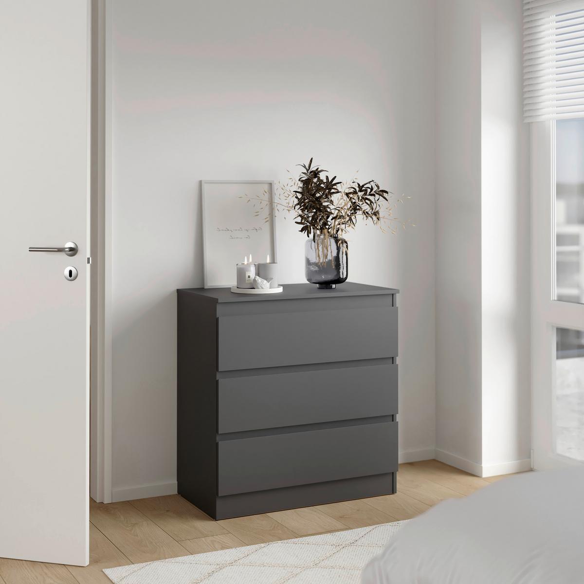 Komoda MARA antracit - antracitová, Konventionell, drevo (77/80/42cm) - Mömax