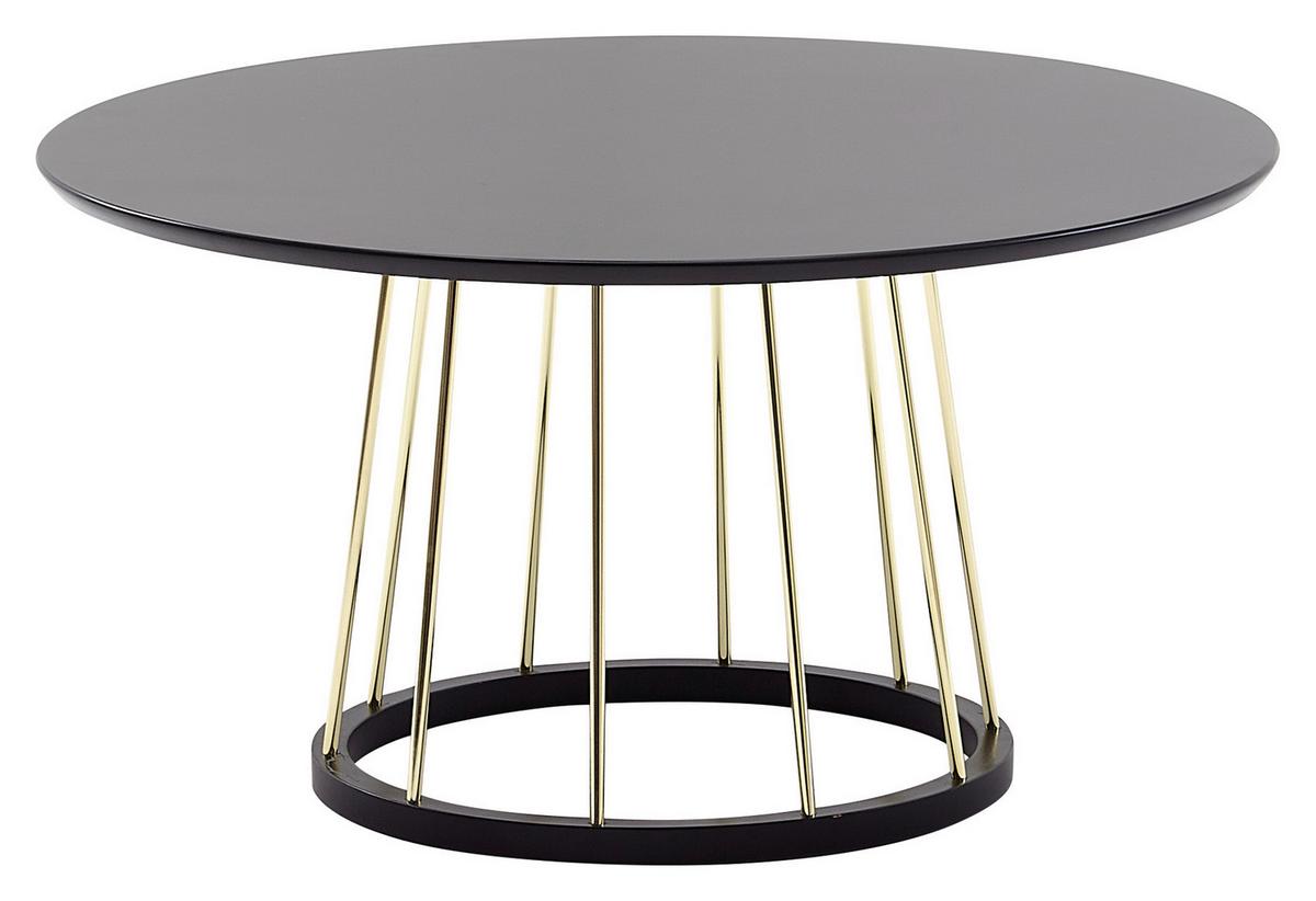 Konferenční stolek černý - černá/barvy zlata, Moderní, kov/kompozitní dřevo (80/80/42cm) - MID.YOU