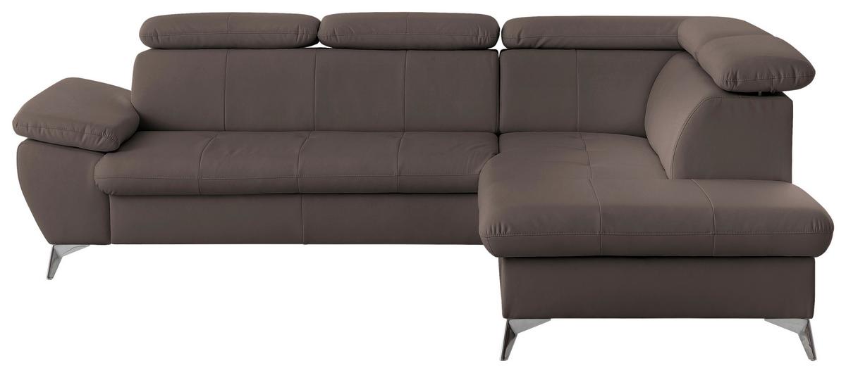 Ecksofa Mit Schlaffunktion Und Bettkasten Gisele Braun - Chromfarben/Braun, KONVENTIONELL, Textil (256/209cm) - Livetastic