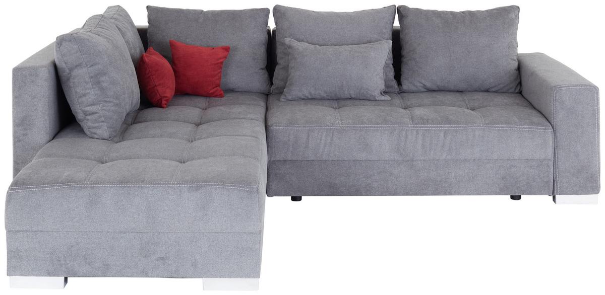Rohová sedačka LARS, oboustranná, šedá / bobulová - černá/barvy chromu, Design, textil/plast (260/218cm)