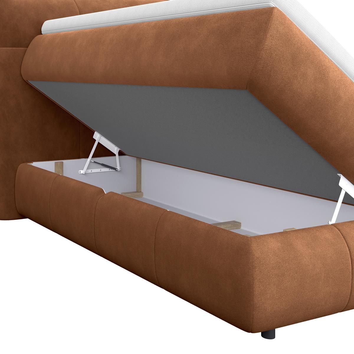 Boxspringbett Carmelo Kupfer 140x200 cm H3 - Schwarz/Kupferfarben, Trend, Textil (140/200cm)