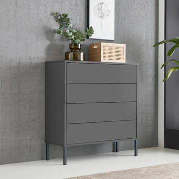 Kommode 79 cm Mailand Typ 3 + Mf, Anthrazit - Anthrazit, MODERN, Holzwerkstoff (79/86/33cm) - MID.YOU