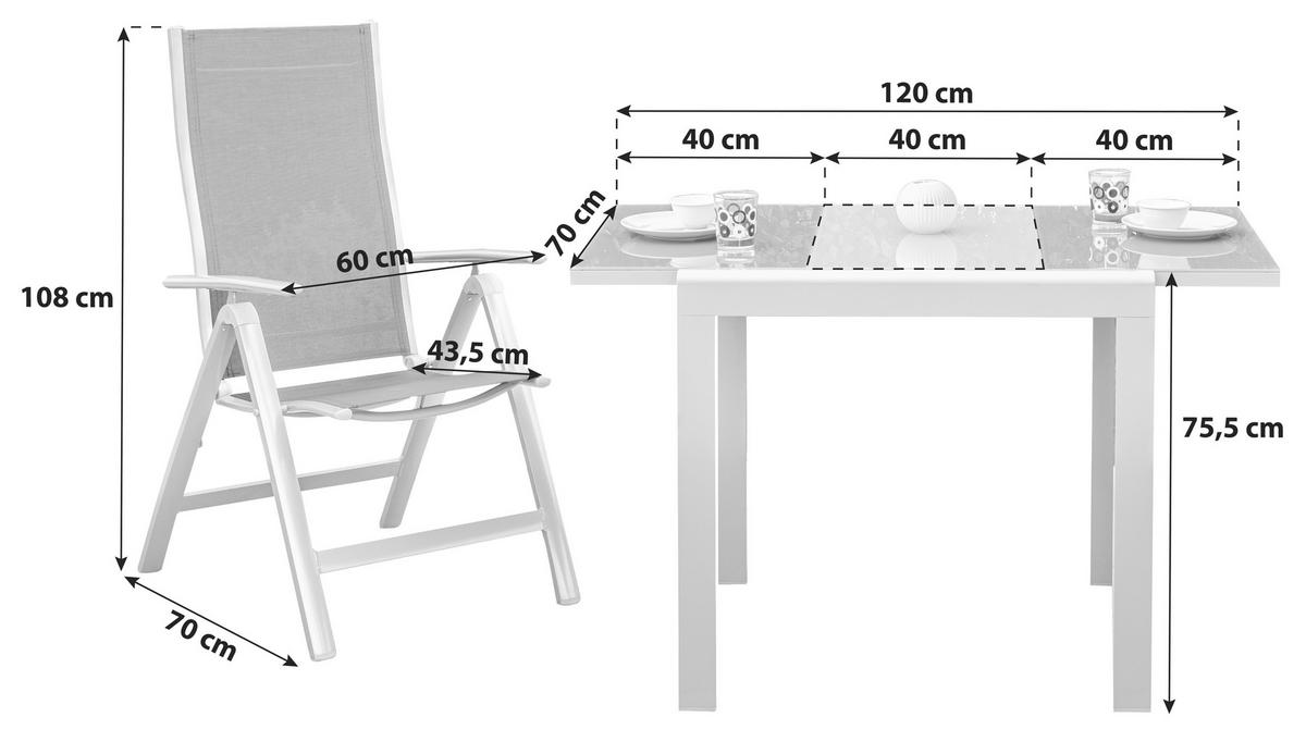 Gartenmöbel Set 3-Tlg. Carrara Metall/Textil - Schwarz, ROMANTIK / LANDHAUS, Textil/Metall - Gardenson