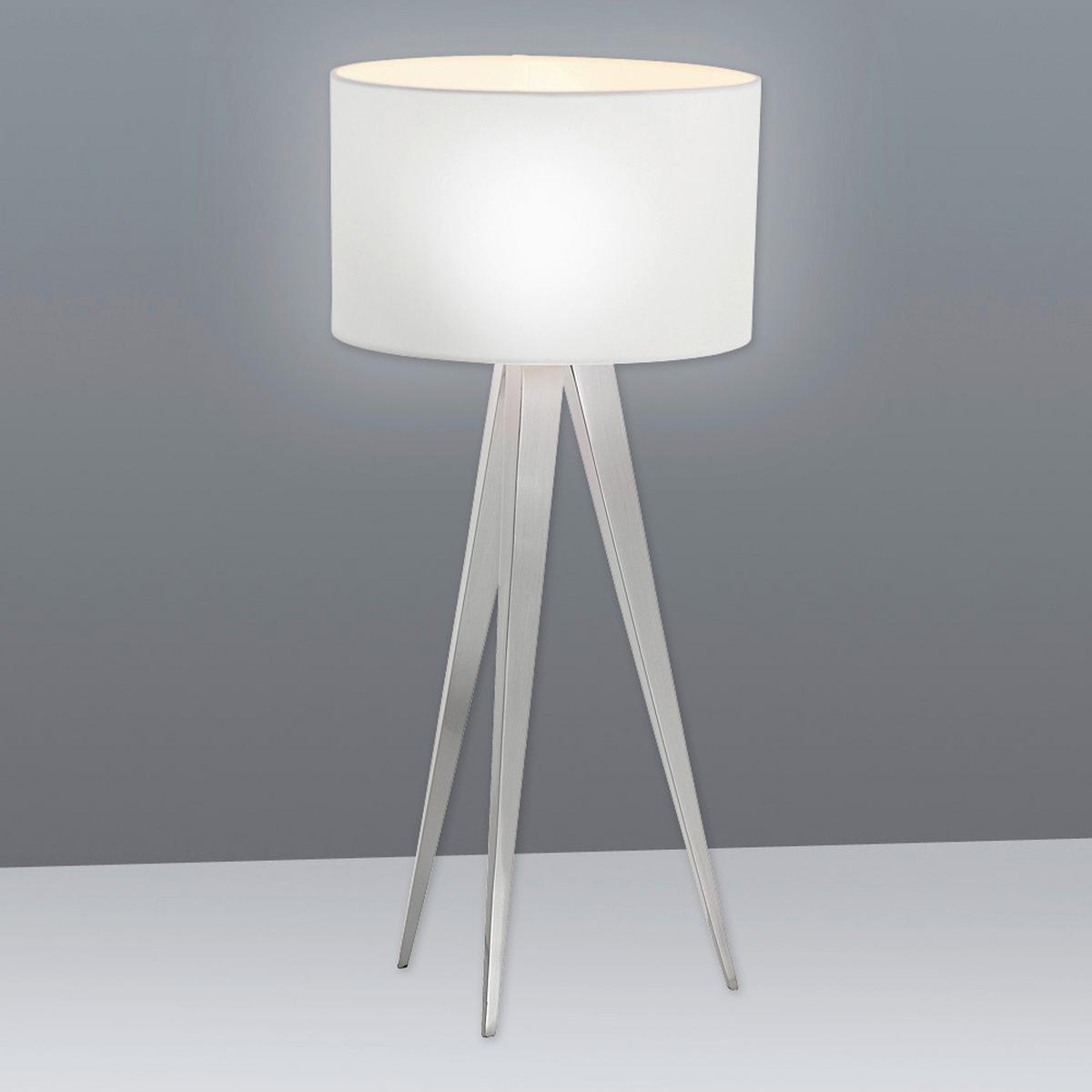 Tischlampe Tripod Nickelfarben mit Kippschalter - Nickelfarben, Design, Textil/Metall (28/61,5cm) - Näve