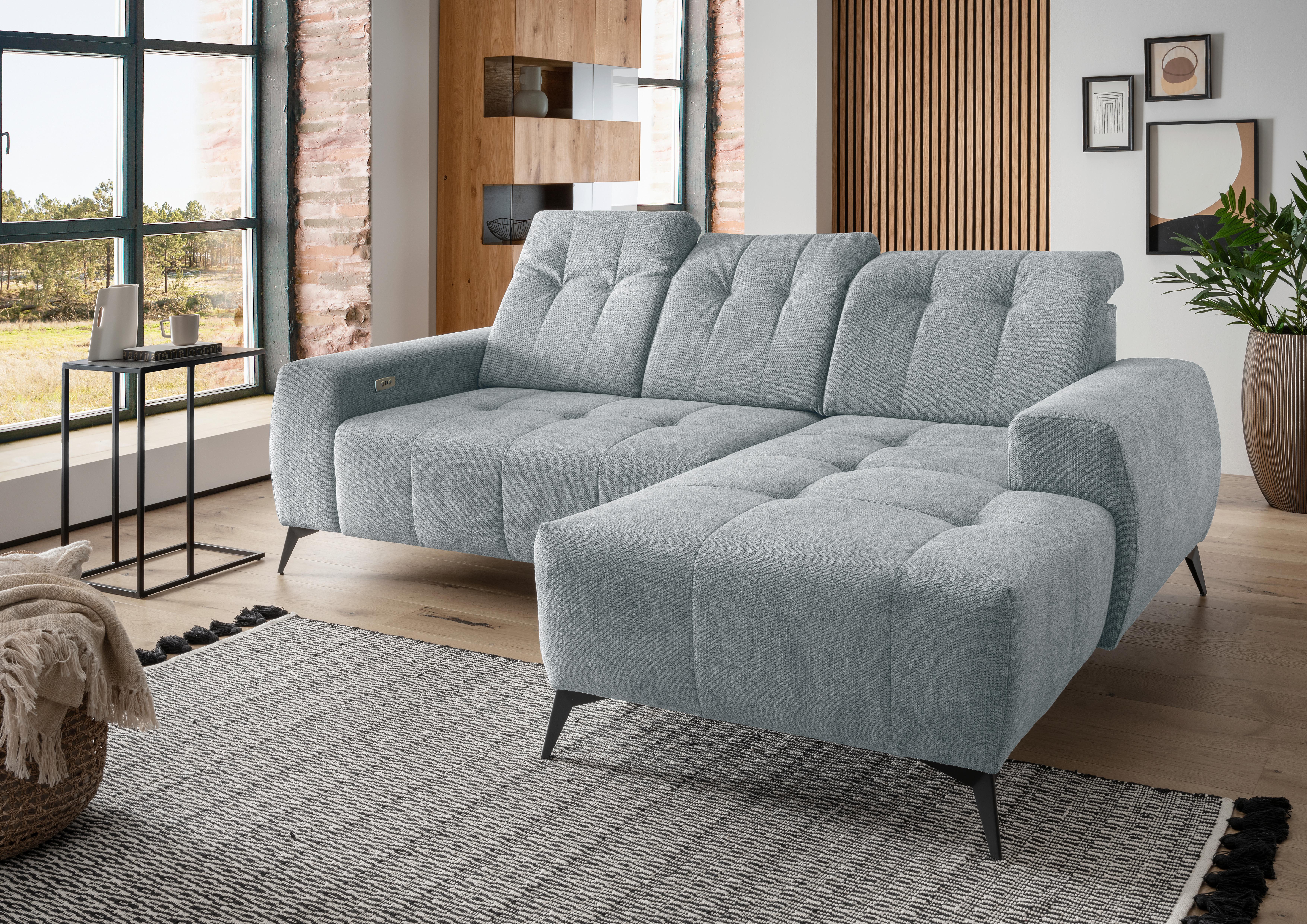 Ecksofa mit USB Anschluss Sano, Mintgrün, S: 258x180 cm - Schwarz/Mintgrün, MODERN, Textil (258/180cm) - Livetastic