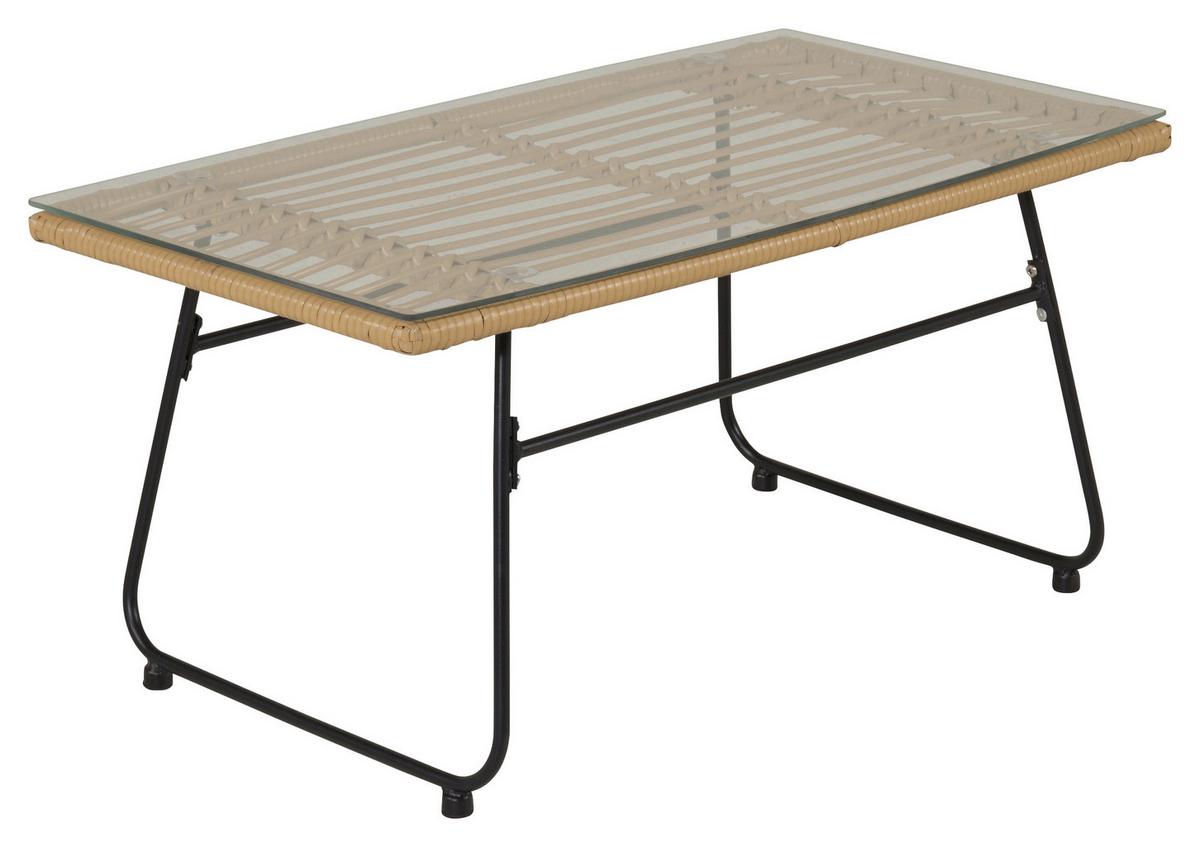 Loungegarnitur Viga - Beige/Schwarz, KONVENTIONELL, Glas/Kunststoff - Gardenson