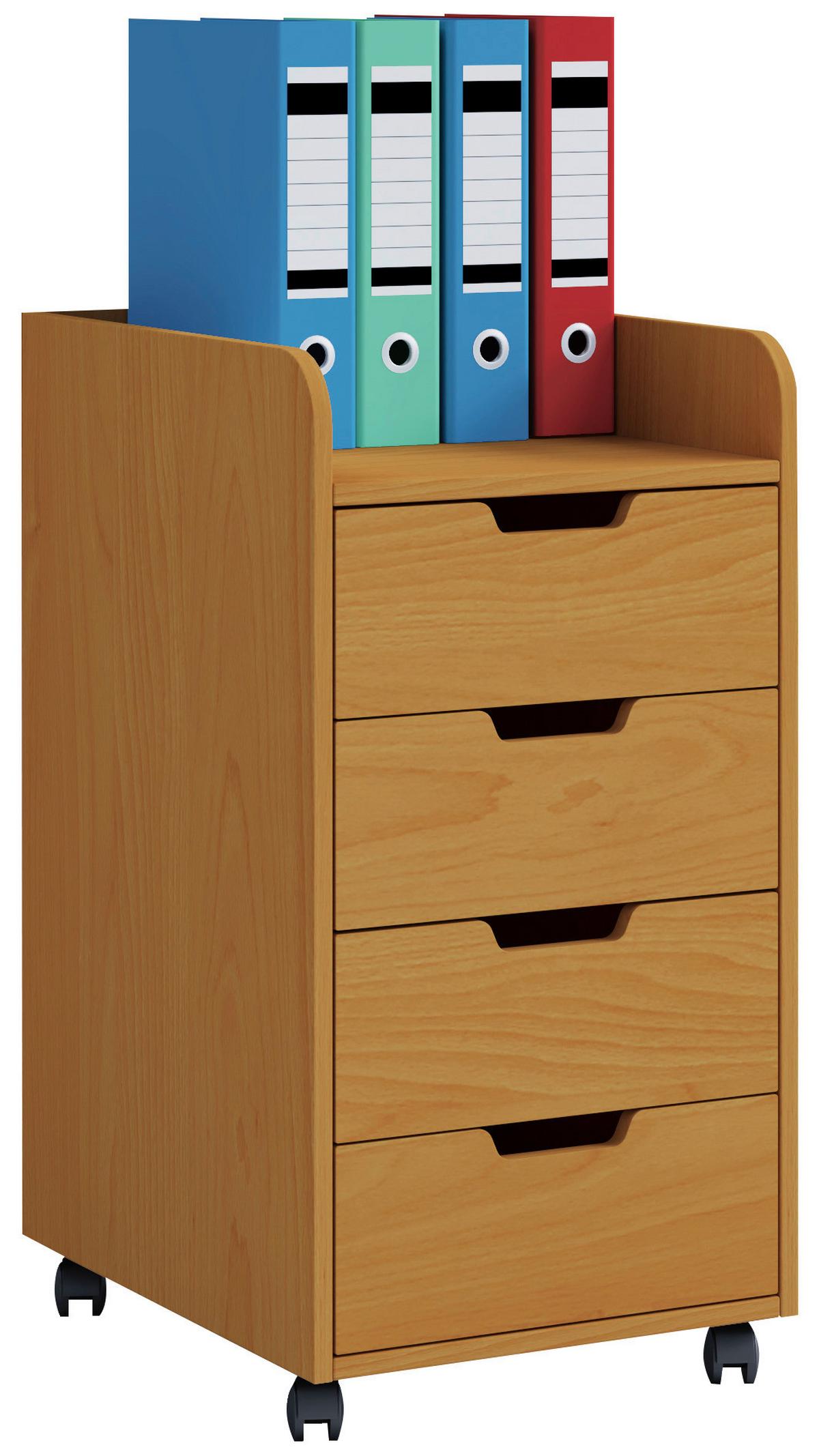 Rollcontainer Buche Dekor Konal Maxi 40x74x50 cm - Buchefarben, KONVENTIONELL, Holzwerkstoff/Kunststoff (40/74/50cm) - MID.YOU