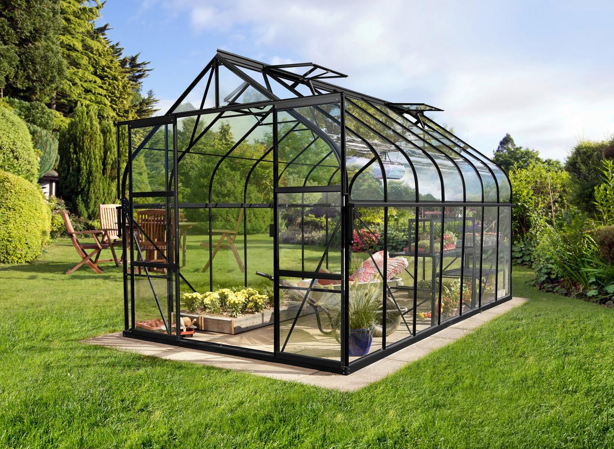 Gewächshaus 263,5x254,5x445 cm Aluminium - Schwarz, Basics, Metall (263,5/254,5/445cm)