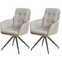 Armlehnstuhl Nizza Beige 2-Er Set - Beige/Schwarz, LIFESTYLE, Textil/Metall (60/94/64cm) - MID.YOU