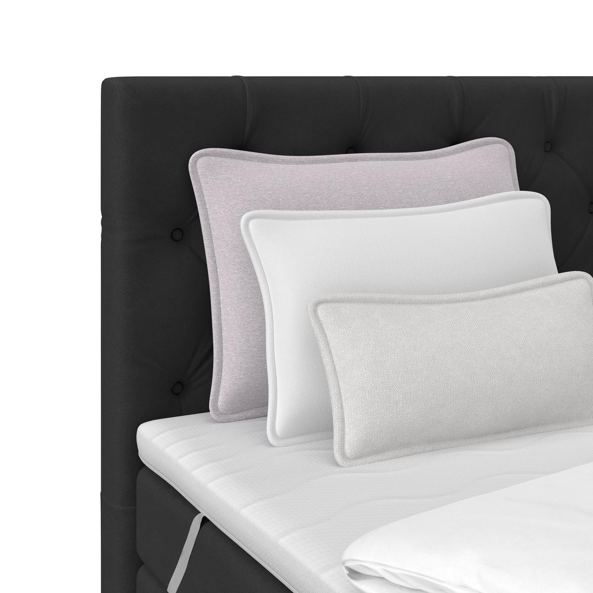 Boxspringbett Elio Schwarz 180x200 cm H2 - Schwarz, ROMANTIK / LANDHAUS, Textil (184/121/212cm) - James Wood