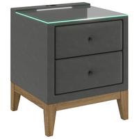 Nachtkästchen Smile Inkl. Beleuchtung, B: 49cm - Anthrazit, KONVENTIONELL, Glas/Holz (49/58,5/46cm) - James Wood