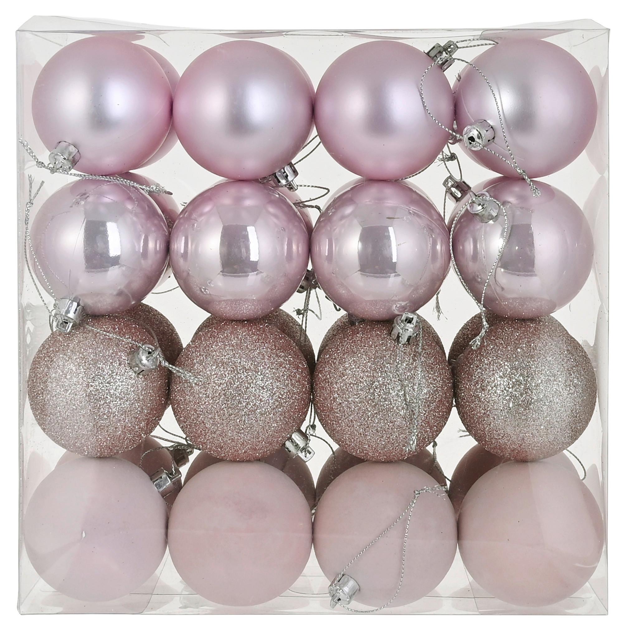 Baňka na vánoční stromeček NOELE, sada 32 ks - pink, Konvenční, plast (6cm) - Mömax