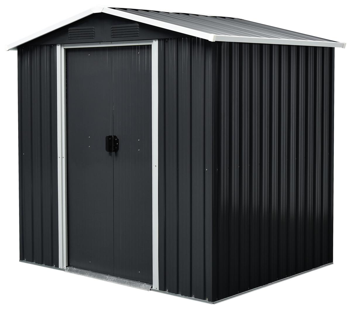 Gerätehaus Ohne Boden 194x184x131 Cm - Anthrazit/Weiß, Basics, Metall (194/184/131cm)