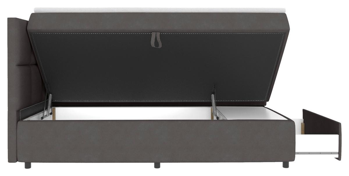 Boxspringbett Garda mit Topper 160x200 - Dunkelgrau/Schwarz, KONVENTIONELL, Holzwerkstoff/Textil (160/200cm)