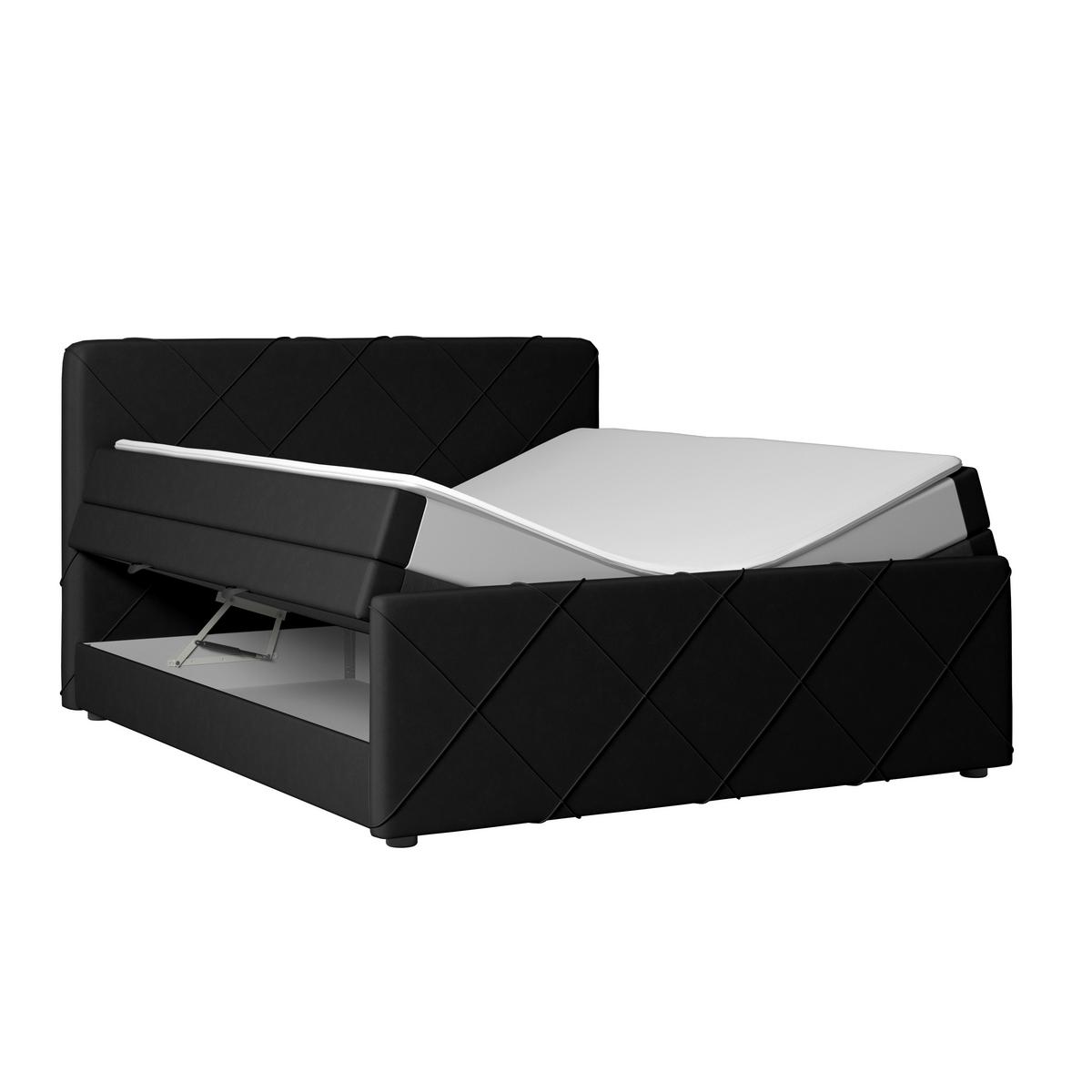 Boxspringbett mit Bettkasten Cordoba 180x200 cm Schwarz - Schwarz, MODERN, Holz/Textil (180/200cm) - MID.YOU