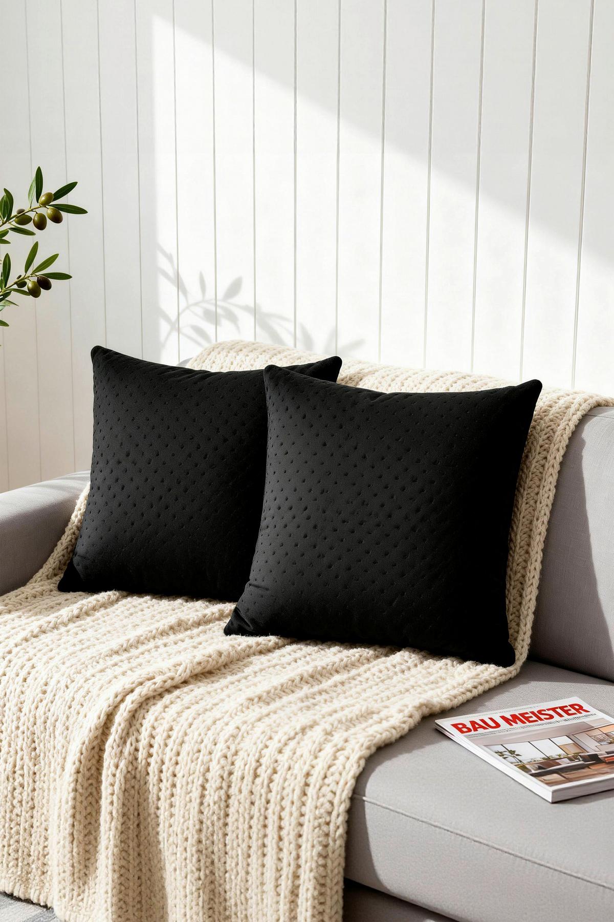 ZIERKISSEN JENA - Schwarz, MODERN, Textil (45/45cm) - Luca Bessoni