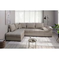 Eckschlafsofa Alvito Taupe S: 202x298 Cm - Taupe/Schwarz, MODERN, Textil (202/298cm) - MID.YOU