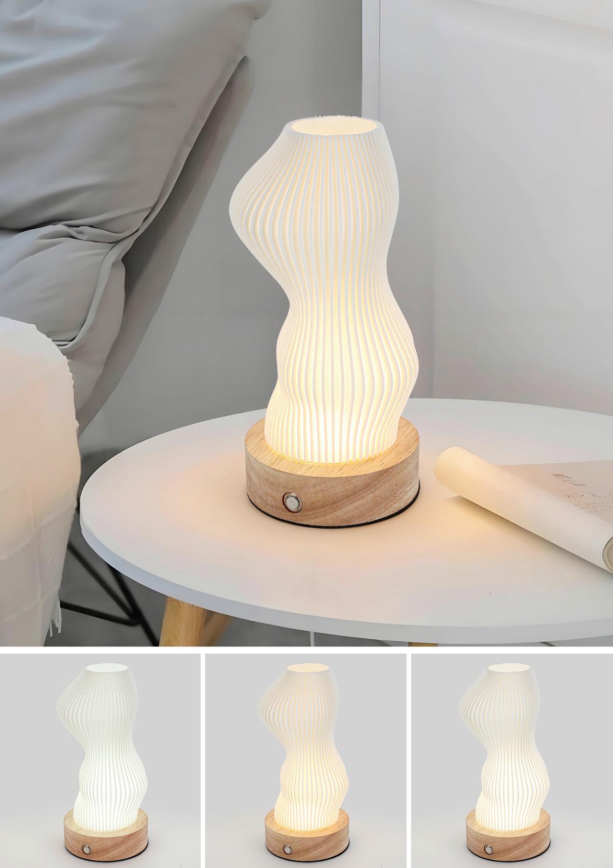NABÍJATEĽNÁ STOLNÁ LAMPA GIRTL - biela/prírodná farba, Modern, kov/drevo (14cm) - Mömax