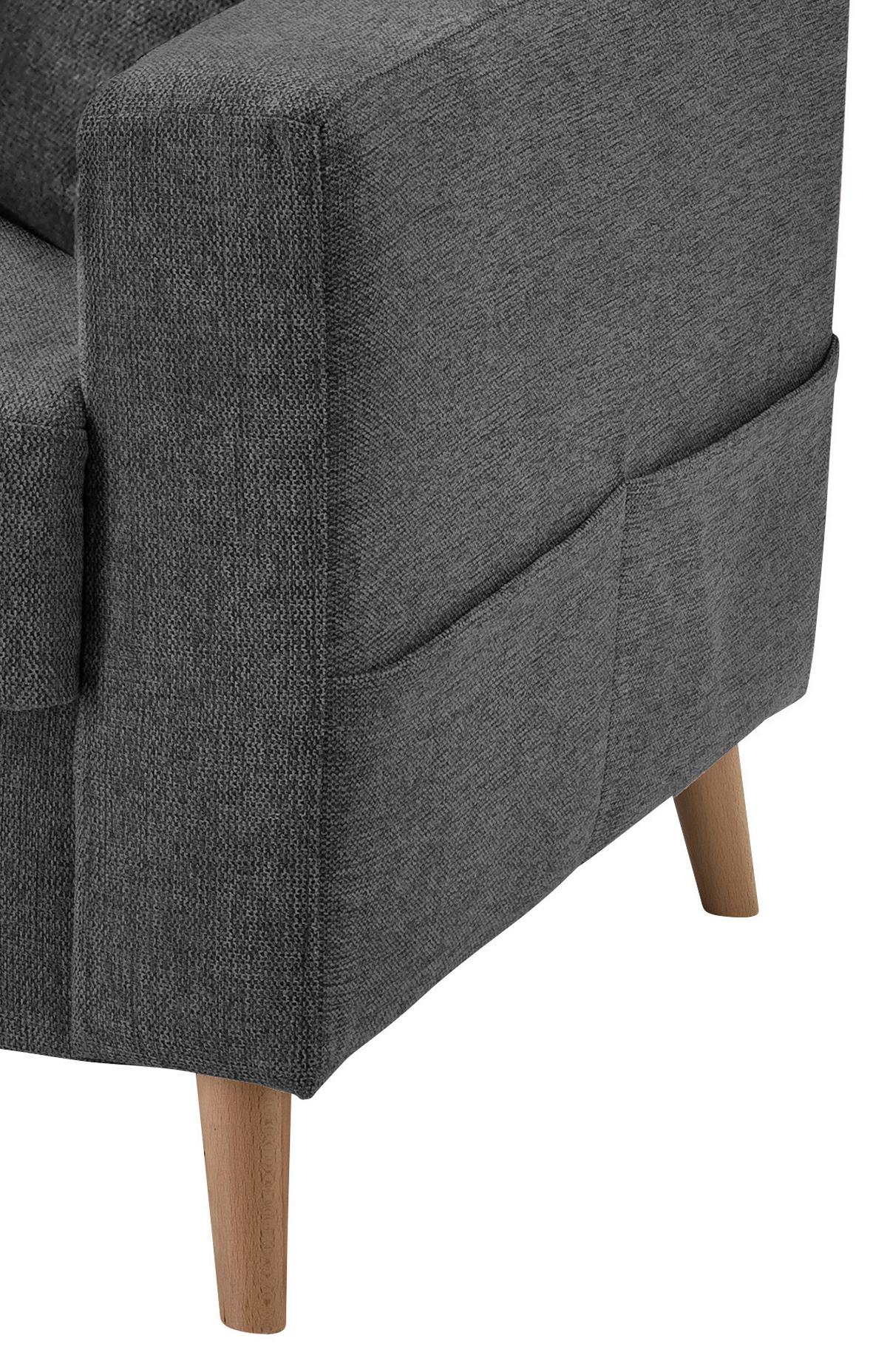 Ecksofa mit Schlaffunktion Valentina mit Kissen Anthrazit - Anthrazit/Naturfarben, KONVENTIONELL, Textil (200/230cm) - P & B