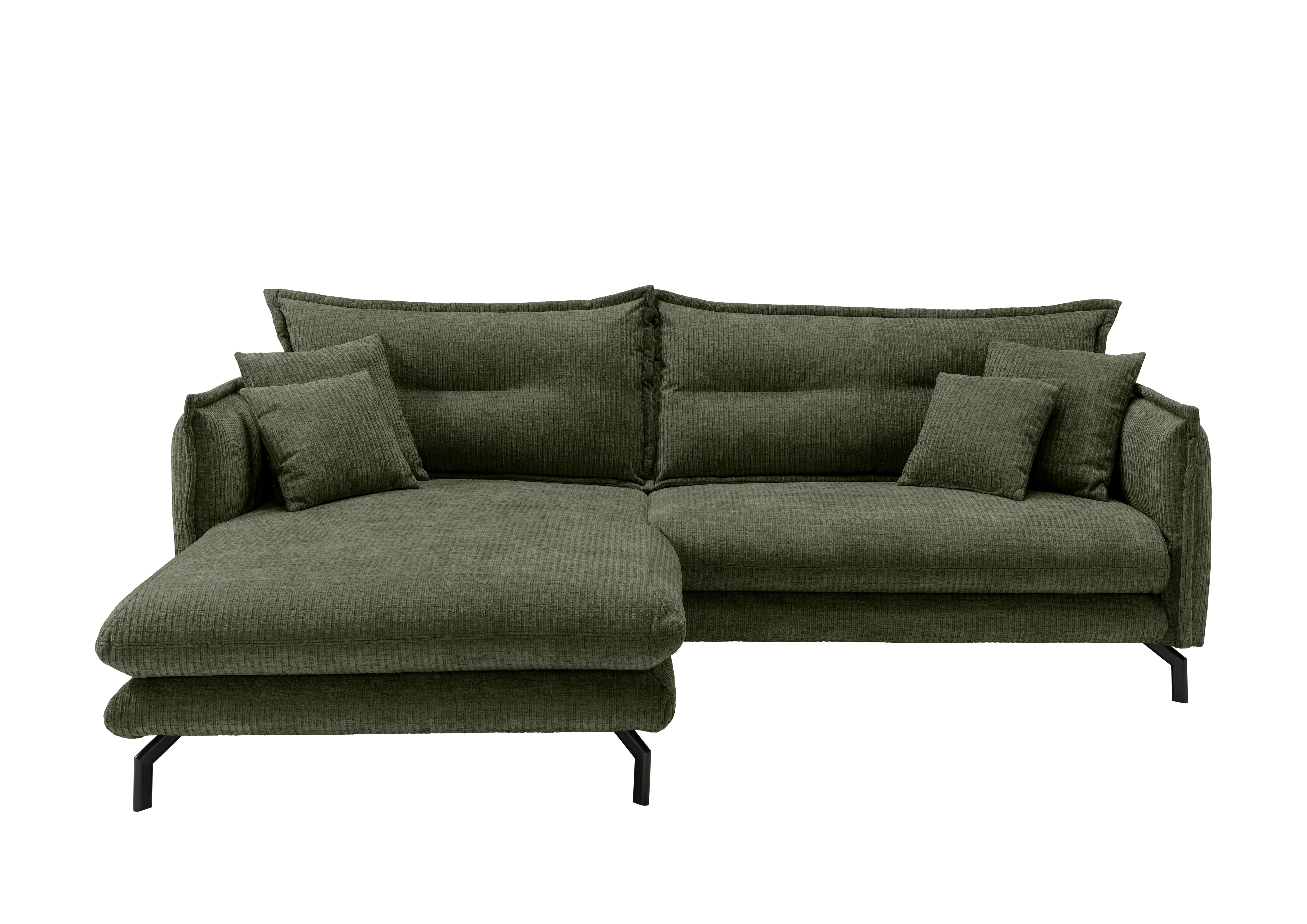 Ecksofa Lava - Schwarz/Olivgrün, Design, Textil (180/255cm) - Livetastic