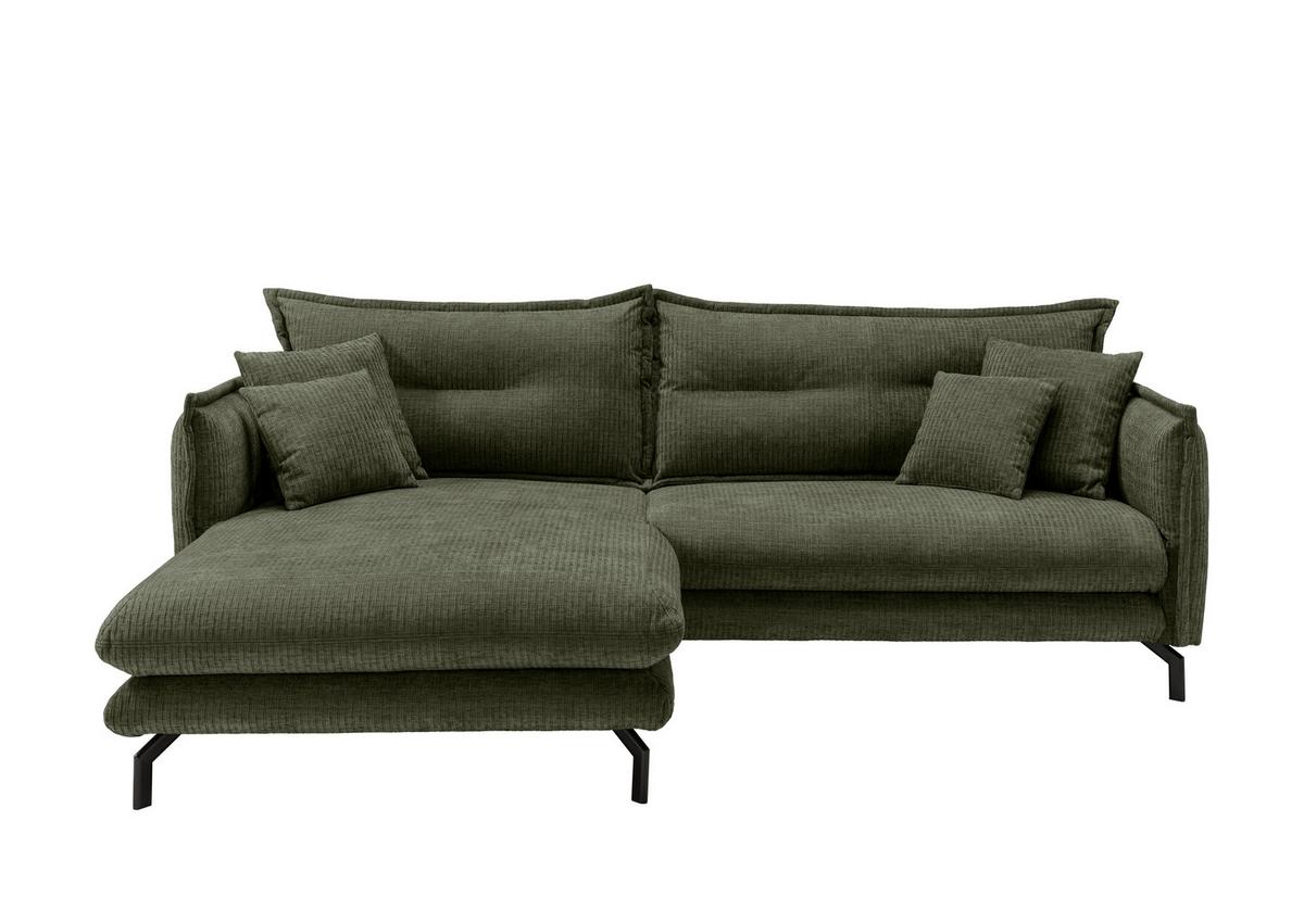 Ecksofa Lava - Schwarz/Olivgrün, Design, Textil (180/255cm) - Livetastic