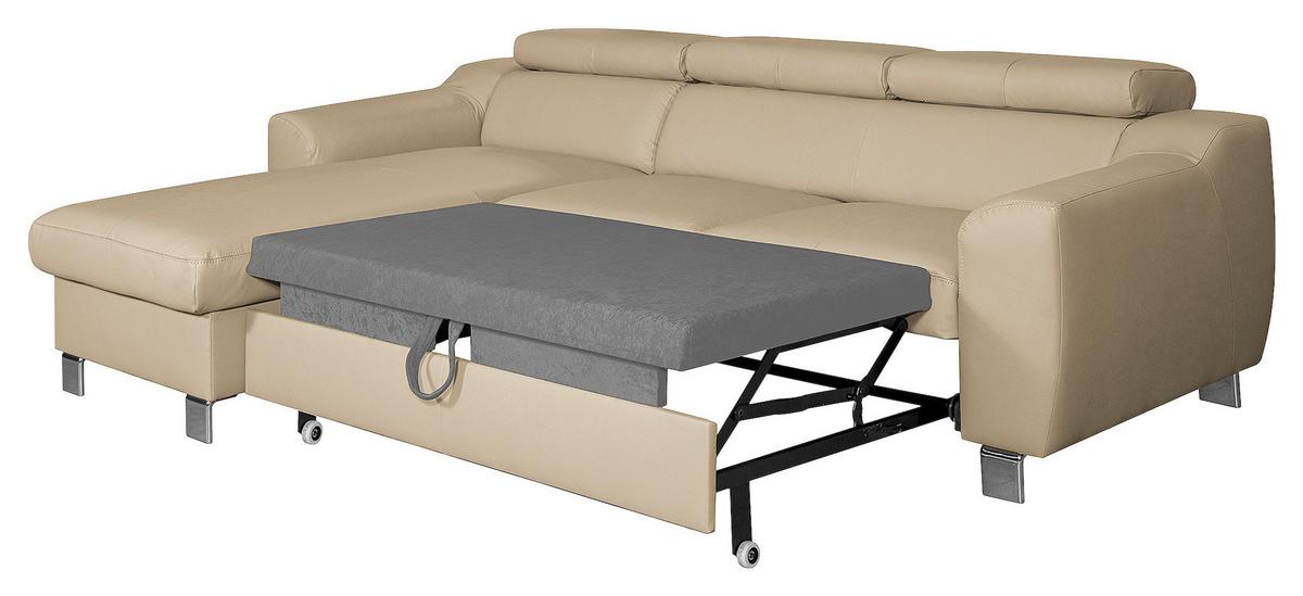 Ecksofa Aspen Schwarz S: 176 Cm - Chromfarben/Schwarz, Design, Leder/Textil (176/242cm) - Livetastic