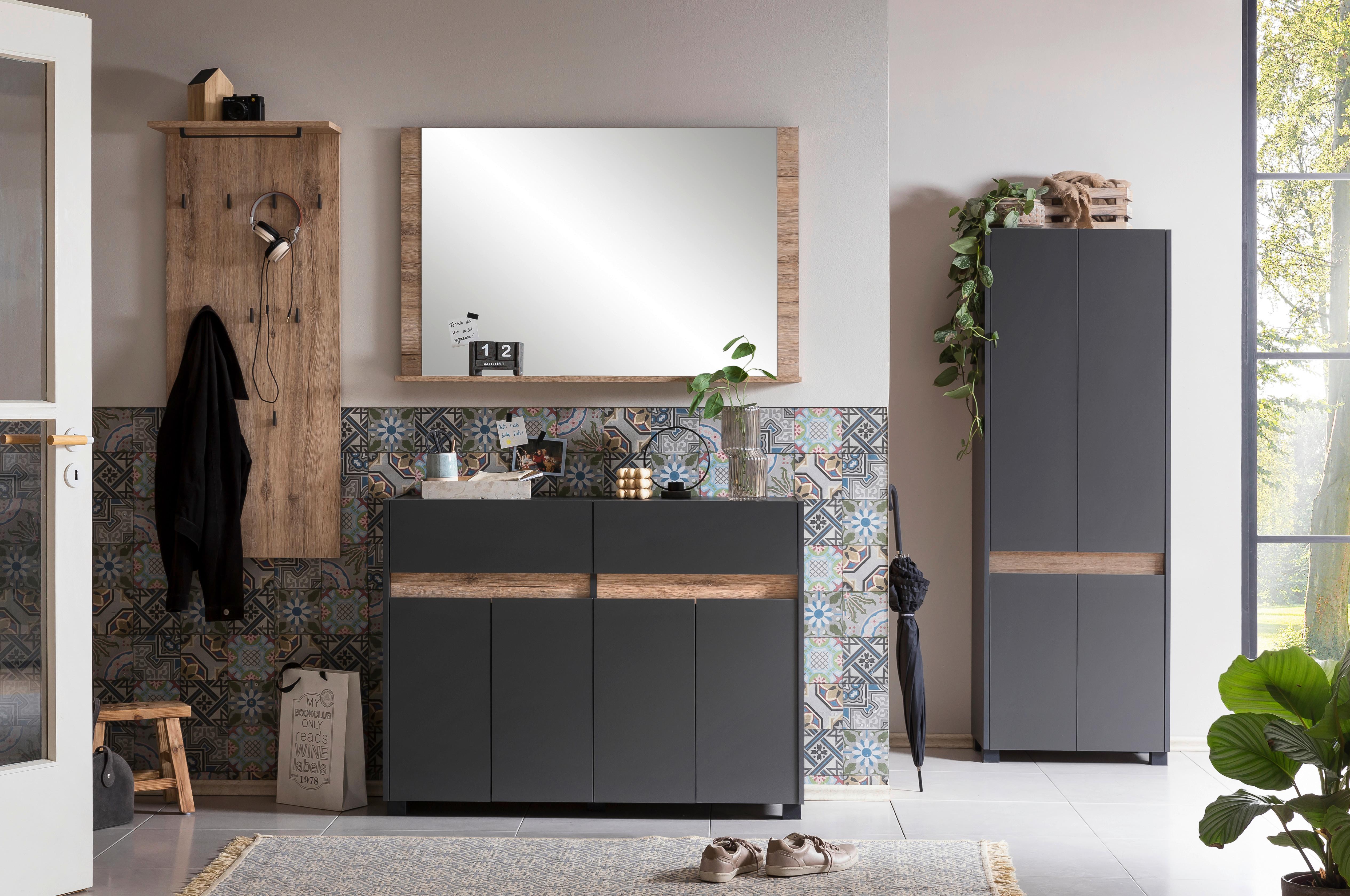 Kommode 112,2 Cm Cosmo, Anthrazit - Anthrazit/Silberfarben, Design, Holzwerkstoff (112,2/84,4/33cm) - MID.YOU