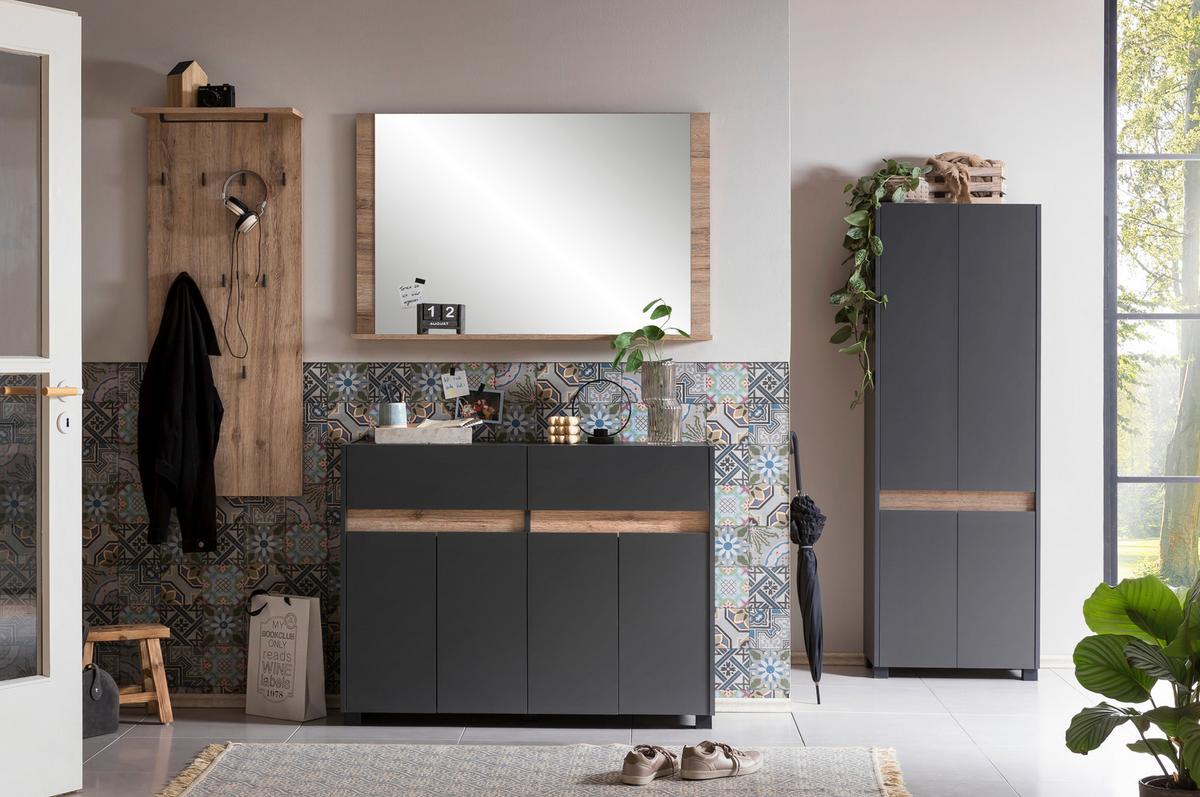 Kommode 112,2 cm Cosmo, Anthrazit - Anthrazit/Silberfarben, Design, Holzwerkstoff (112,2/84,4/33cm) - MID.YOU