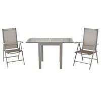Gartenmöbel Set 3-Tlg Amalfi aus Metall/Kunststoff - Silberfarben/Braun, MODERN, Kunststoff/Metall - Gardenson