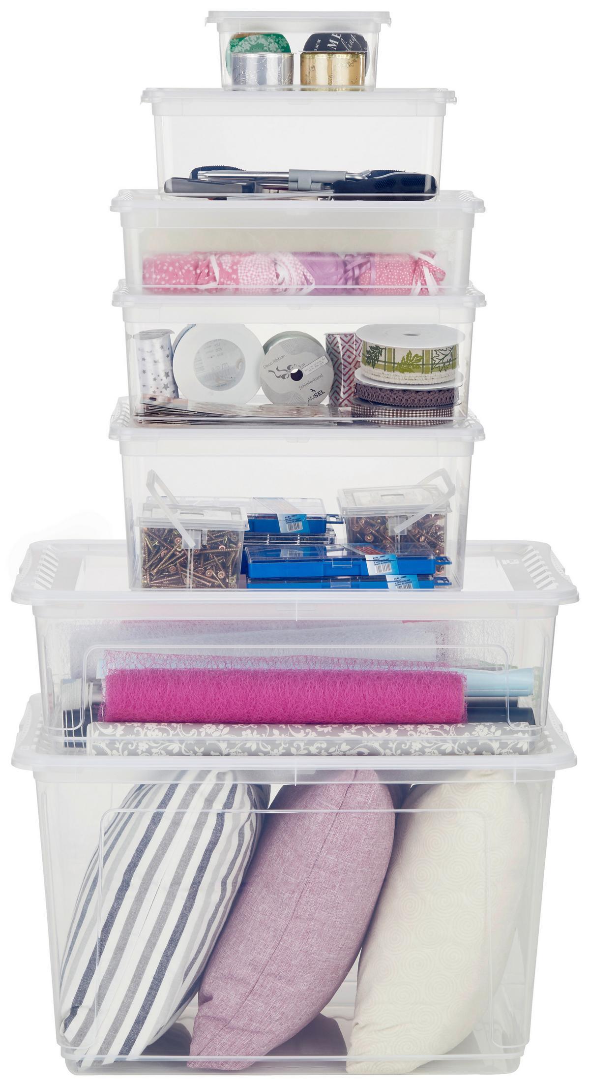 Aufbewahrungsbox Bea mit Deckel Kunststoff 19,5x16,5x8,5 cm - Transparent, KONVENTIONELL, Kunststoff (19,5/16,5/8,5cm) - Homezone