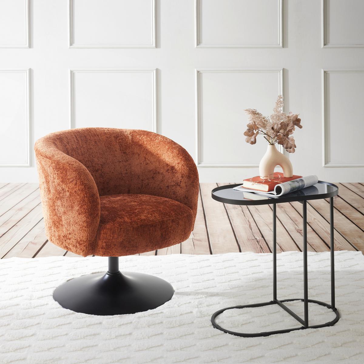 Otočná stolička GIRO, terakotová ženilka, max.120 kg - čierna/terakota, Modern, kov/textil (67/68/73cm) - Premium Living