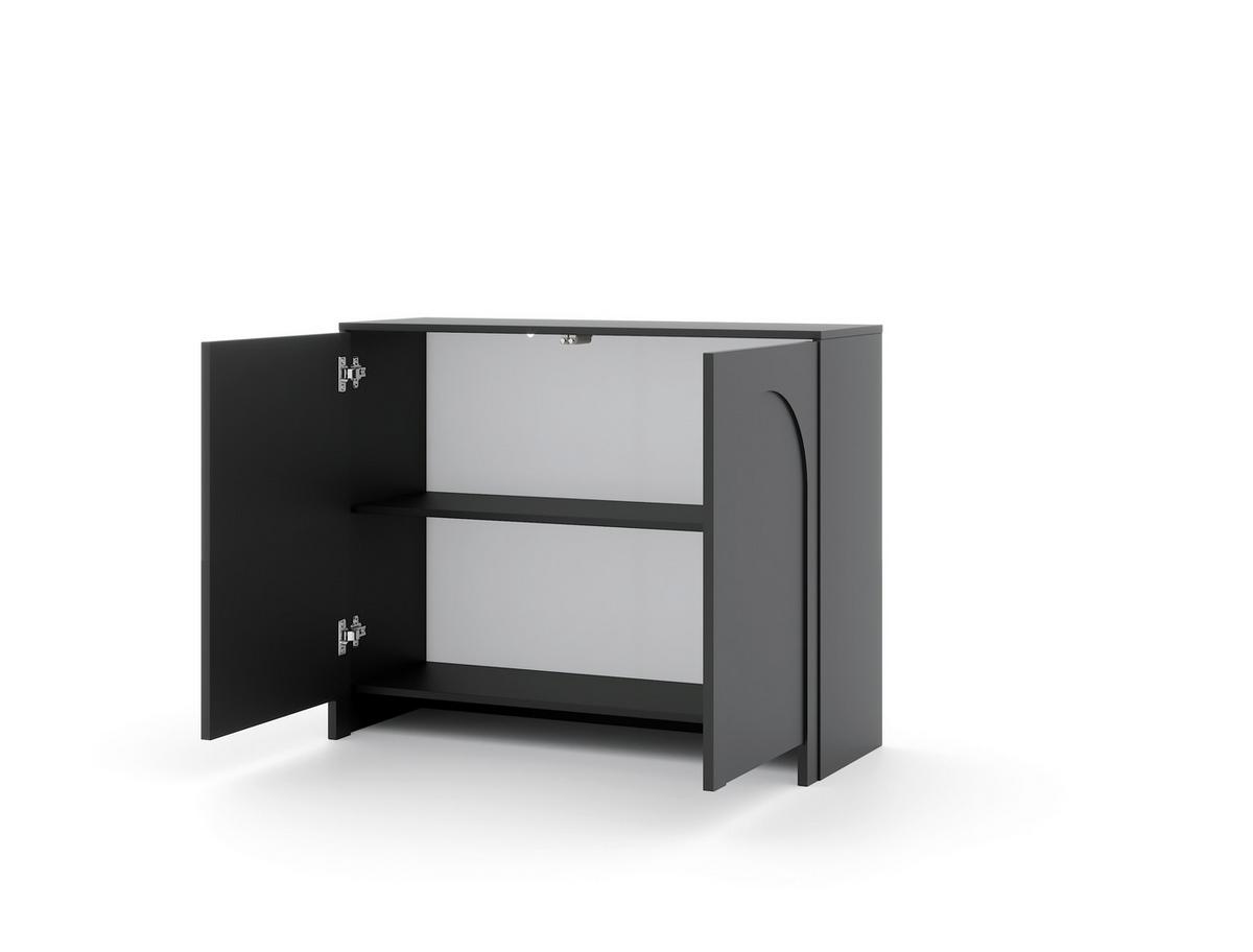 Čierna komoda, bezúchytkové otváranie, š: 100 cm - čierna, Design, kompozitné drevo (100/81/35cm)