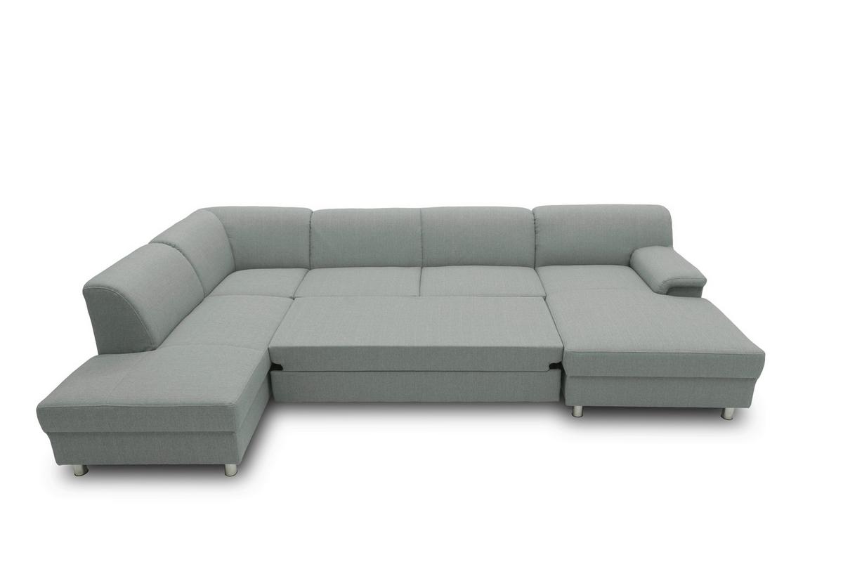 Wohnlandschaft Jamie Mit Schlaffunktion Silberfarben - Chromfarben/Silberfarben, KONVENTIONELL, Textil (195/308/150cm) - MID.YOU