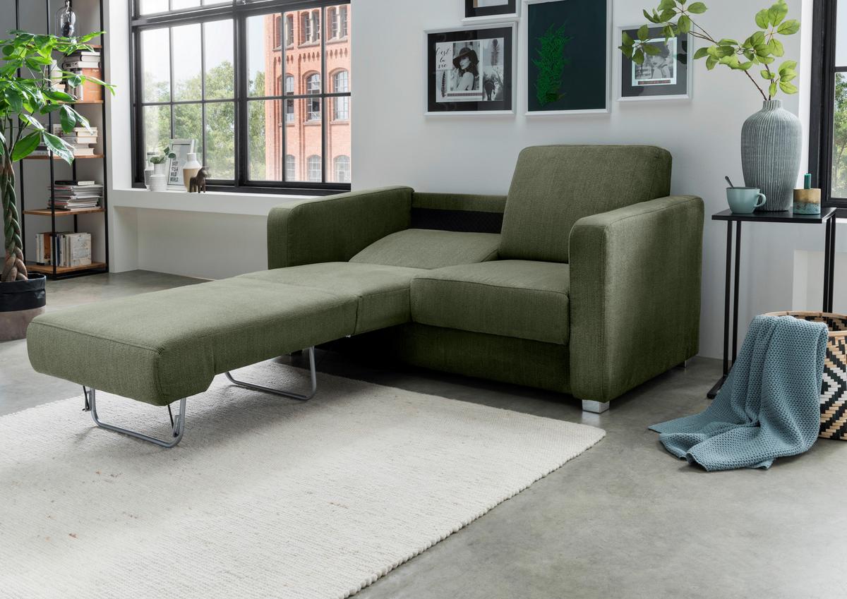 Schlafsofa Mia, Dunkelgrün B: 159 Cm - Chromfarben/Dunkelgrün, Basics, Textil (159/88/87cm) - Livetastic