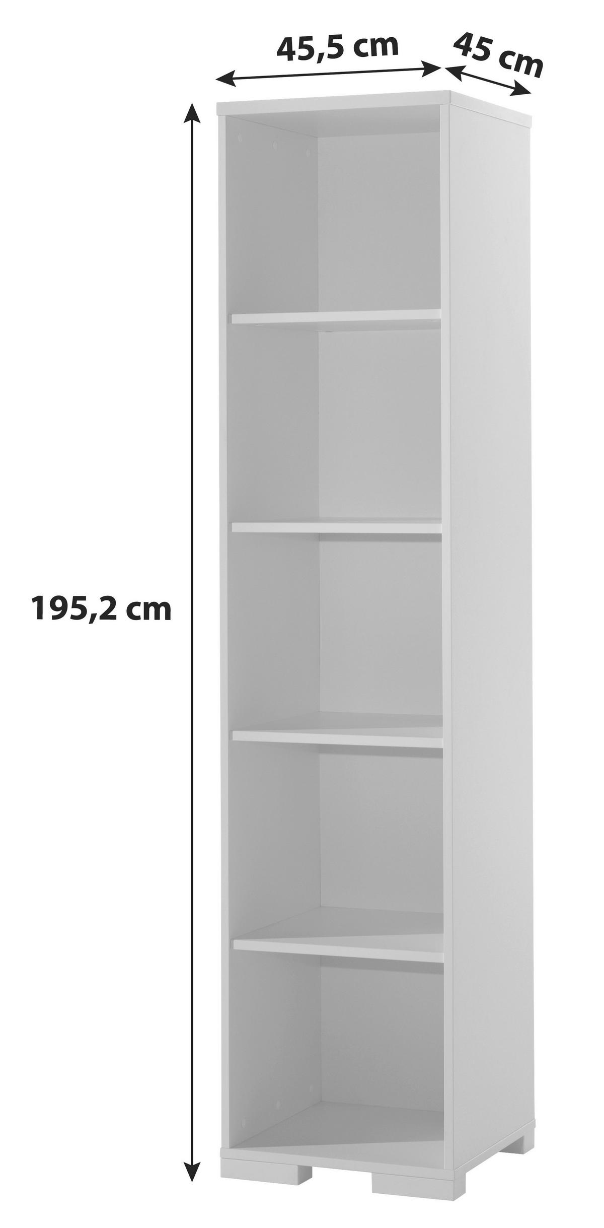 Regal London B: 45,5 Cm Weiß - Weiß, MODERN, Holzwerkstoff (45,5/195,2/45cm) - MID.YOU