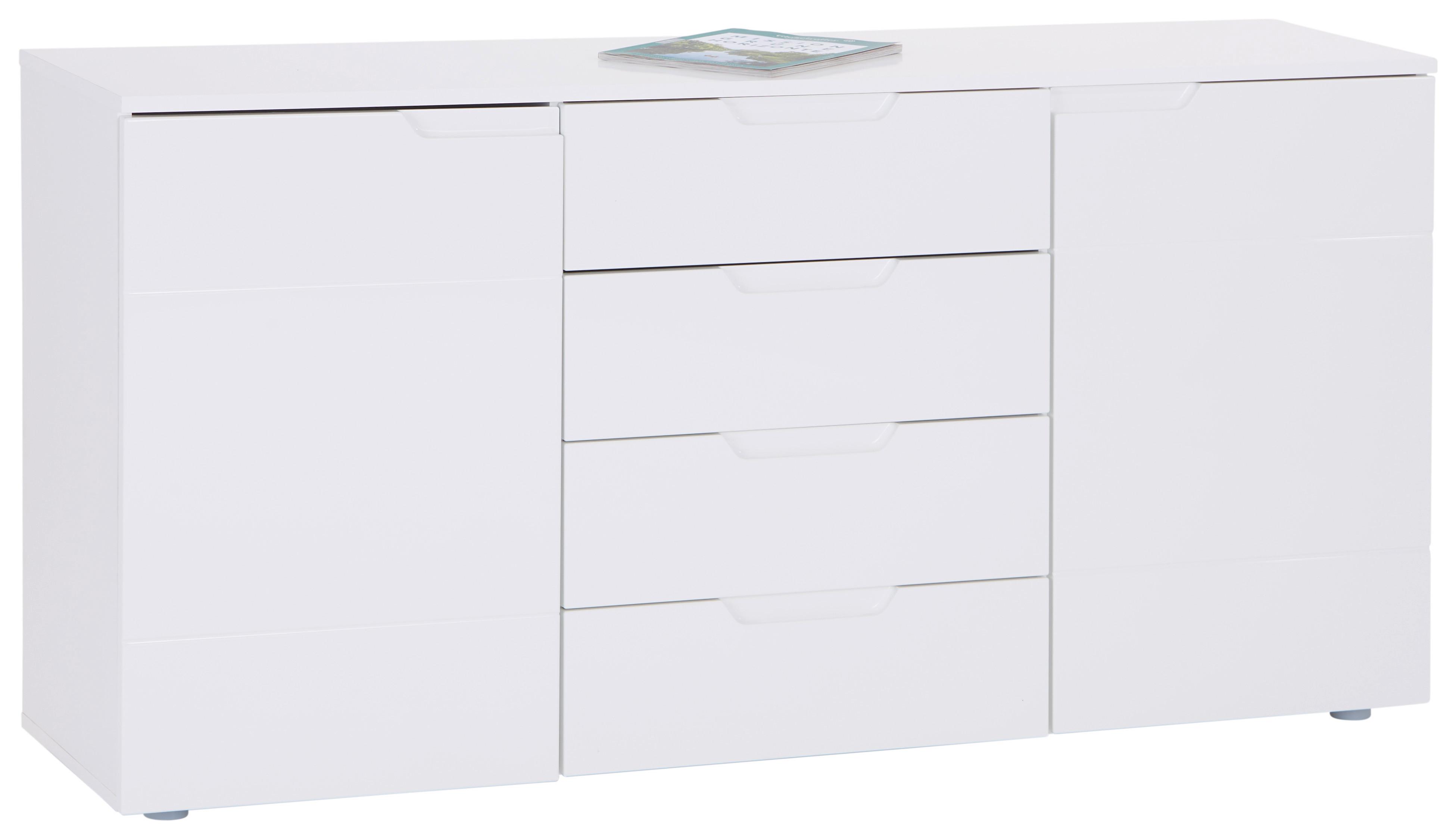 Kommode 160cm Hilton, Weiß Hilton - Weiß Hochglanz/Weiß, MODERN, Holzwerkstoff (160/81,4/40cm)