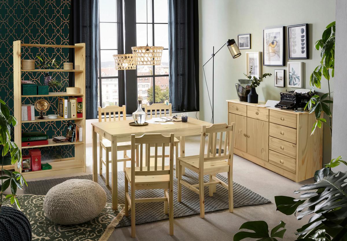 Tischgruppe Naturfarben L: 118cm - Naturfarben, Natur, Holz (118/75/73cm) - Livetastic