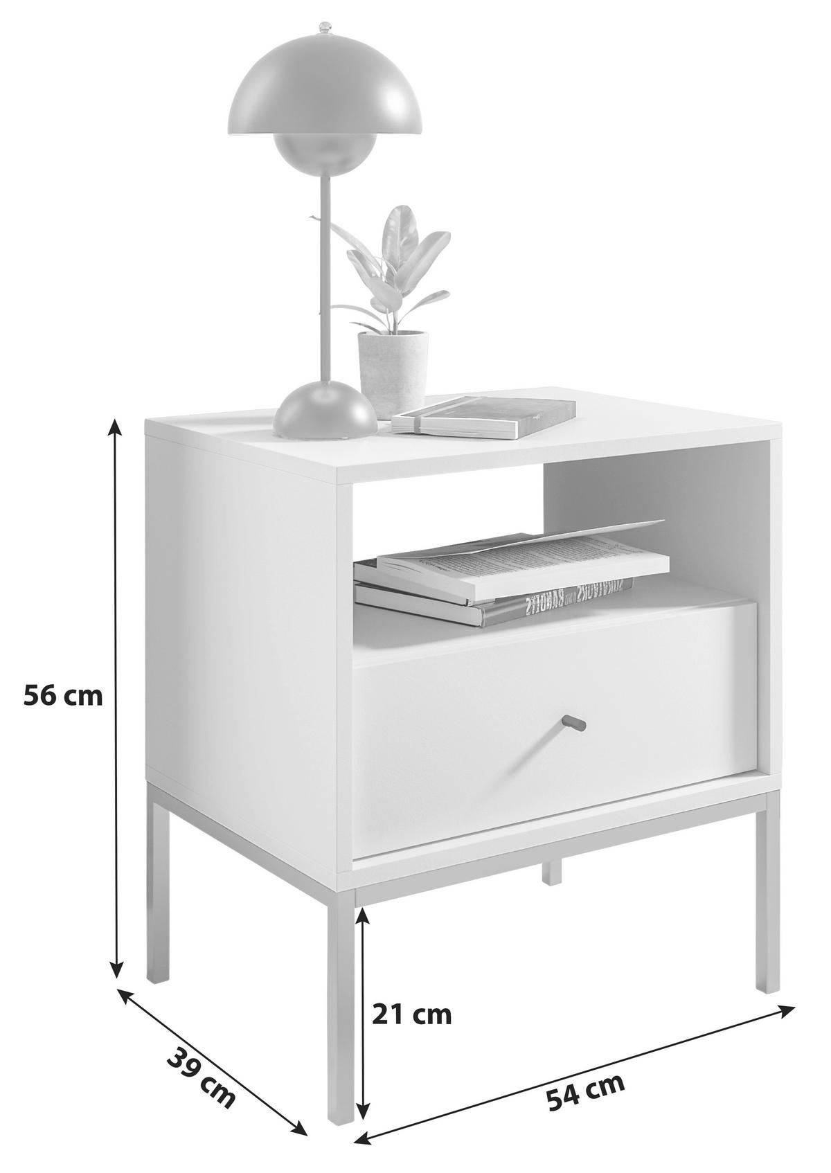 Nachkästchen Weiß H: 56 cm Ines - Schwarz/Weiß, MODERN, Holzwerkstoff (54/56/39cm) - MID.YOU