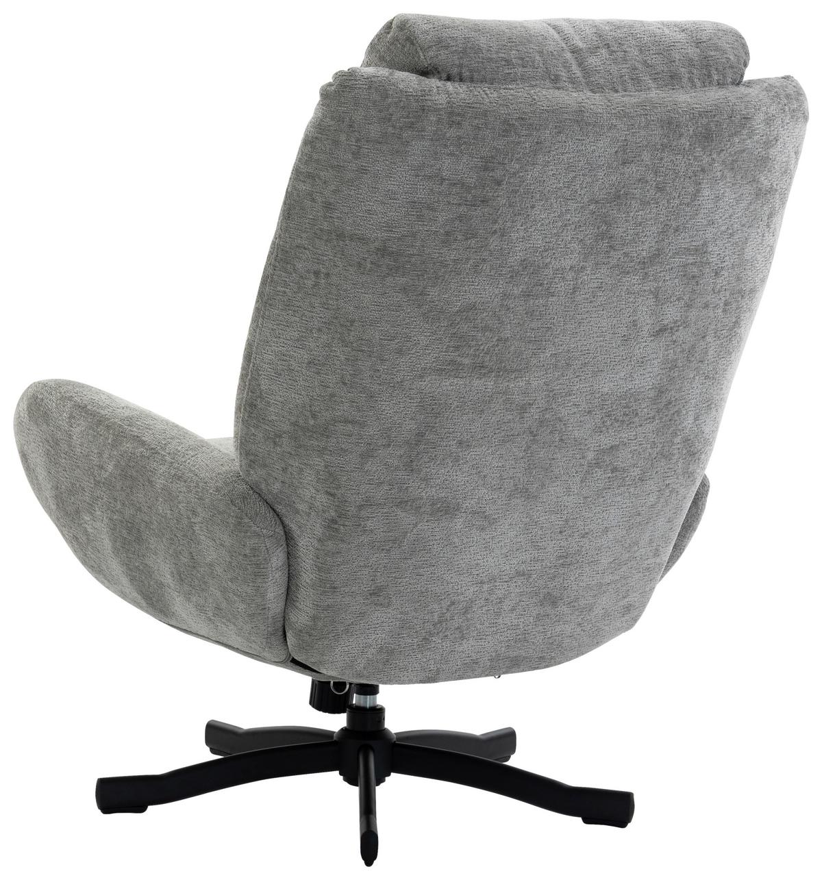 Křeslo s taburetem NINA, světle šedý samet, max. 140 kg - černá/světle šedá, Moderní, kov/textil (75/100/93cm) - Bessagi Home